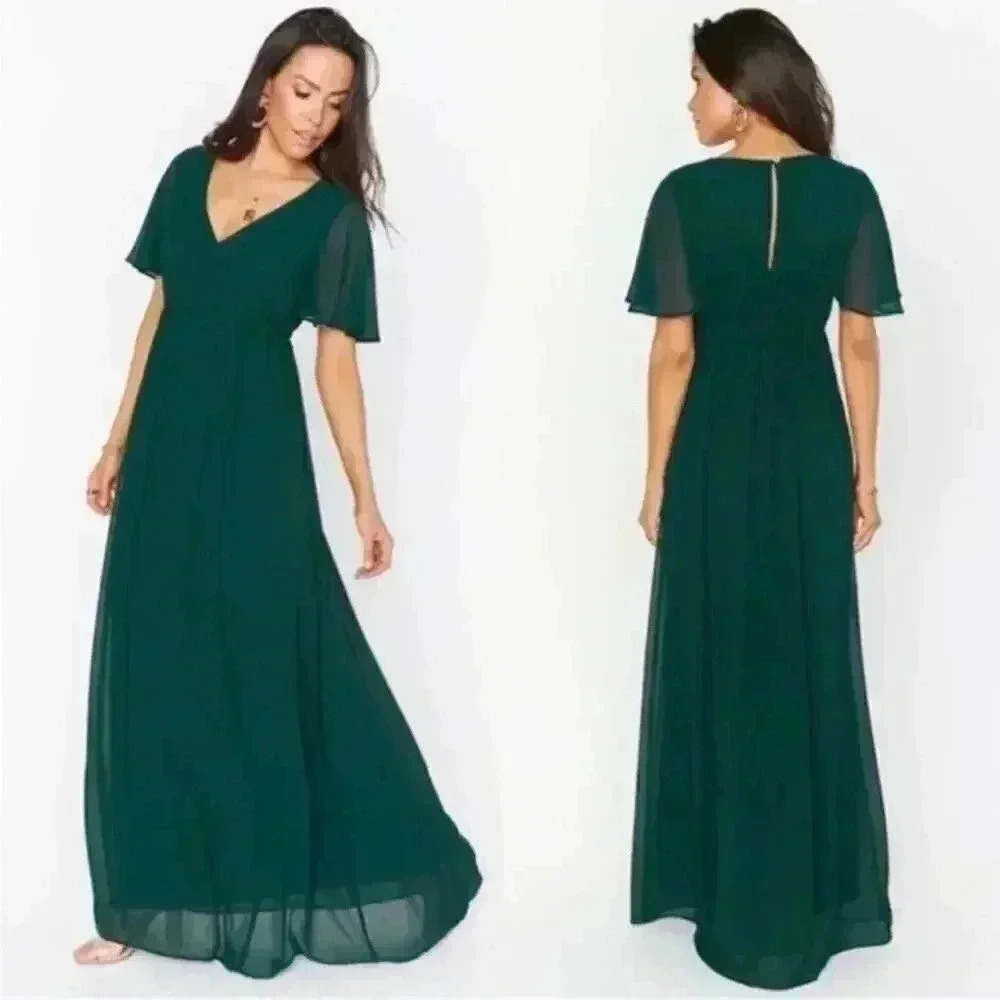 Show Me Your Mumu SMYM Emily Empire Maxi Dress ~ Evergreen L